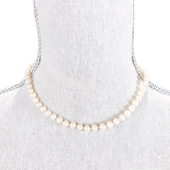 VTG Knotted Faux Pearl Necklace with Sterling Silver Clasp 16” Elegant Strand - Picture 1 of 10